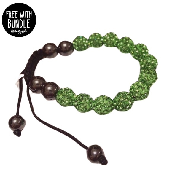 NWOT Sparkly Green Beaded Adjustable Bracelet - Picture 1 of 2